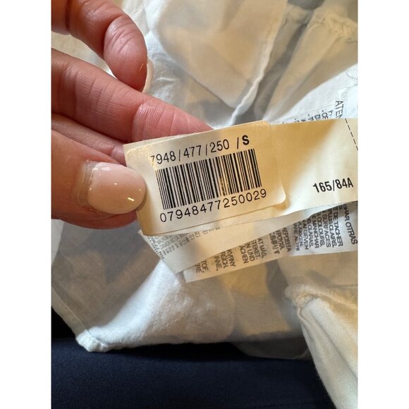 Zara Dress Women Small White Linen Blend Short Puff Sleeve Babydoll Preppy - Picture 11 of 11